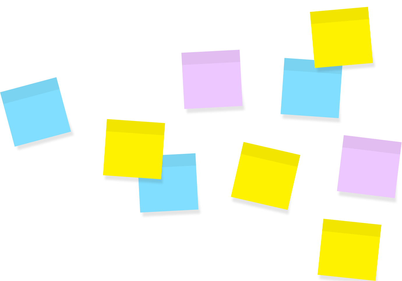 Feuillets autocollants de couleur disposés pour un atelier